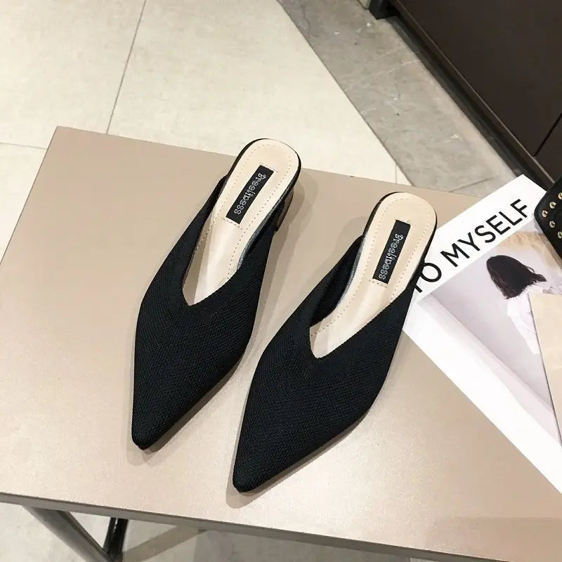 Pointed Toe With Heel Woman Slippers Shoes for Women
