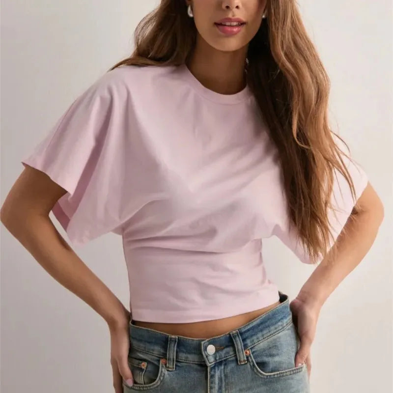 Einfaches passendes T-Shirt mit Rundhalsausschnitt 
