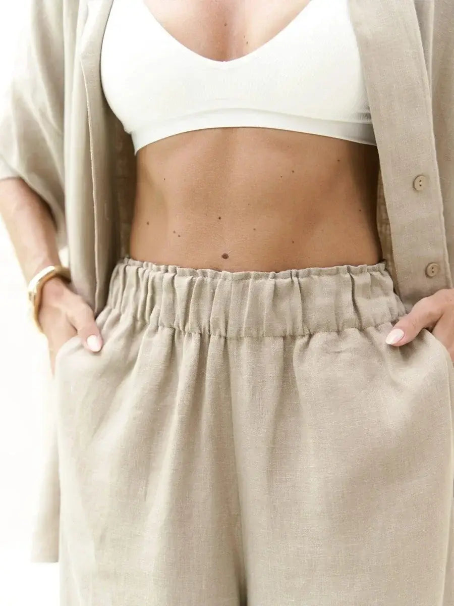 Cotton Short Sleeved Pants 2-piece Set Women’s