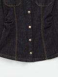Chic Women's Vintage Denim Set Single Breasted Lapel Jacket - Norellé