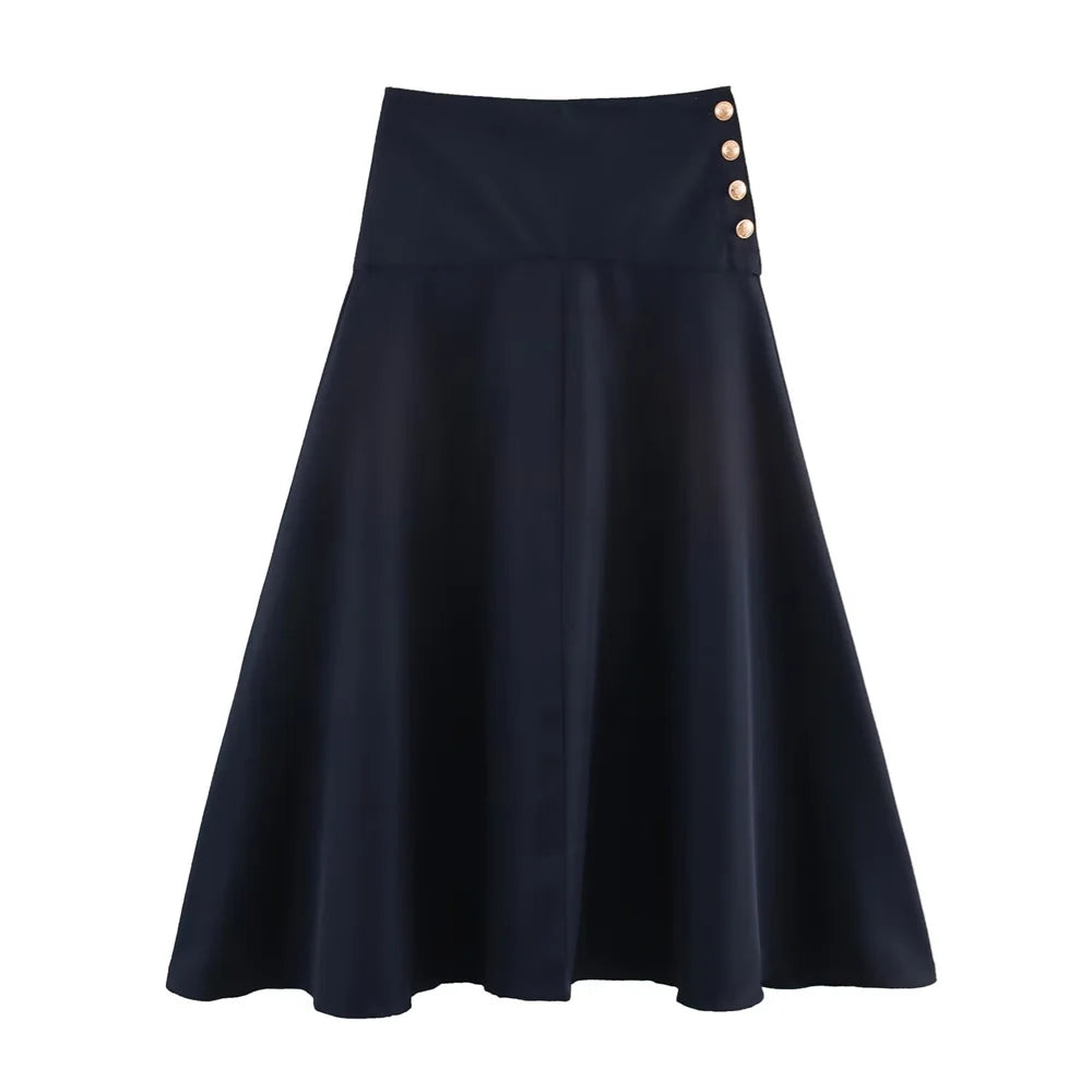 Women’s Button Belt Waist Skirt