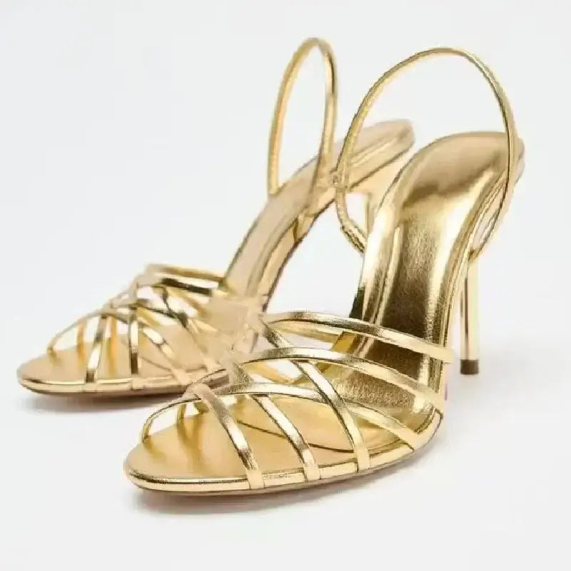 Elegant Narrow Cross-Strap Design Thin Heeled Sandals Women
