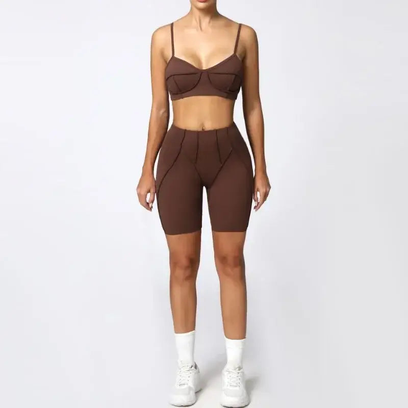 Seamless Yoga Sets Sports Fitness High Waist Hip-lifting Shapeing Leggings Backless Bra Suit