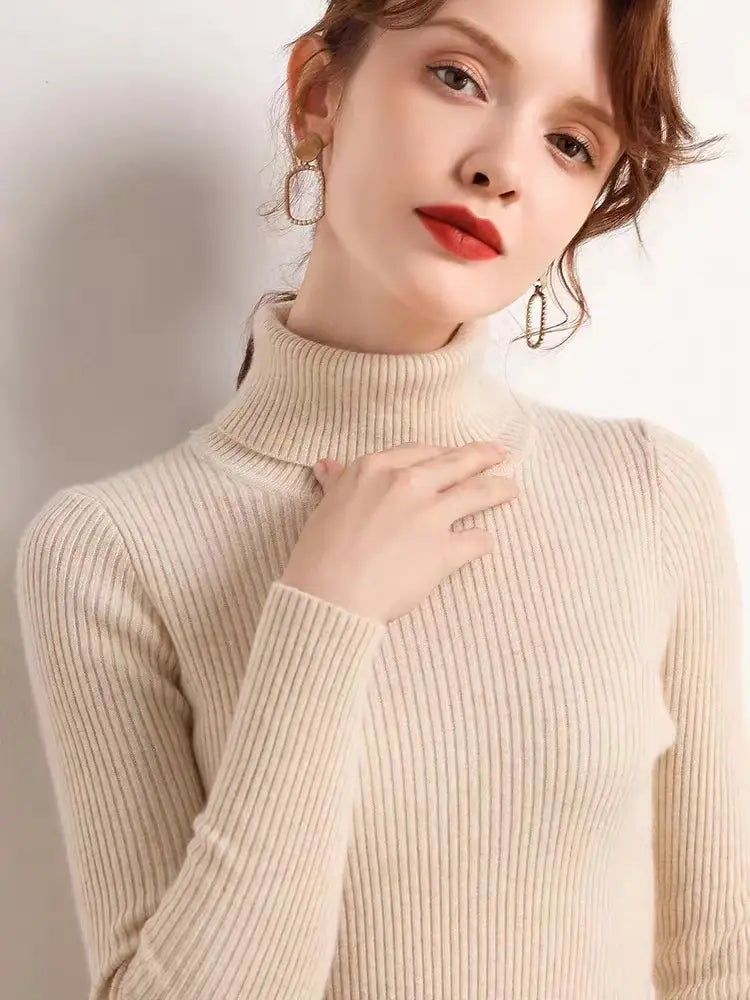 Turtleneck Jumper Woman Knitted Blouse