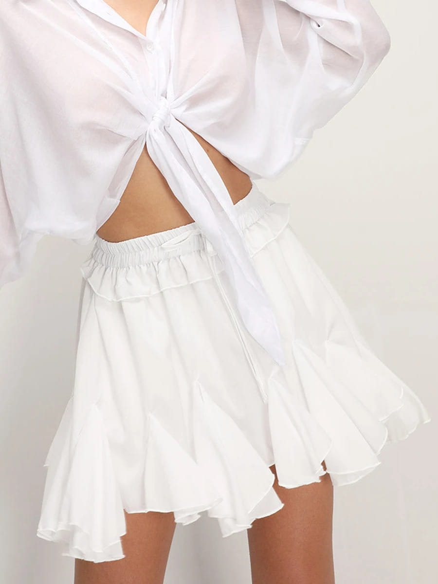Women’s Ruffle Mini Skirt Casual High Waist