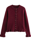 Women's Leisure Comfort Stacked Decoration Knitted Cardigan