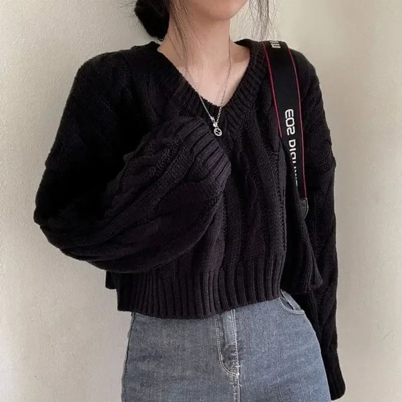 V-neck Short Sweater Casual