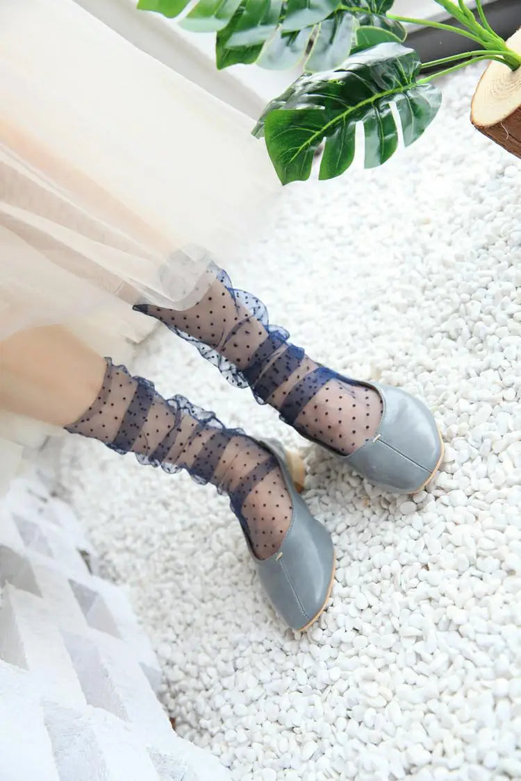 Dot Lace Socks Women Transparent Mesh Ankle