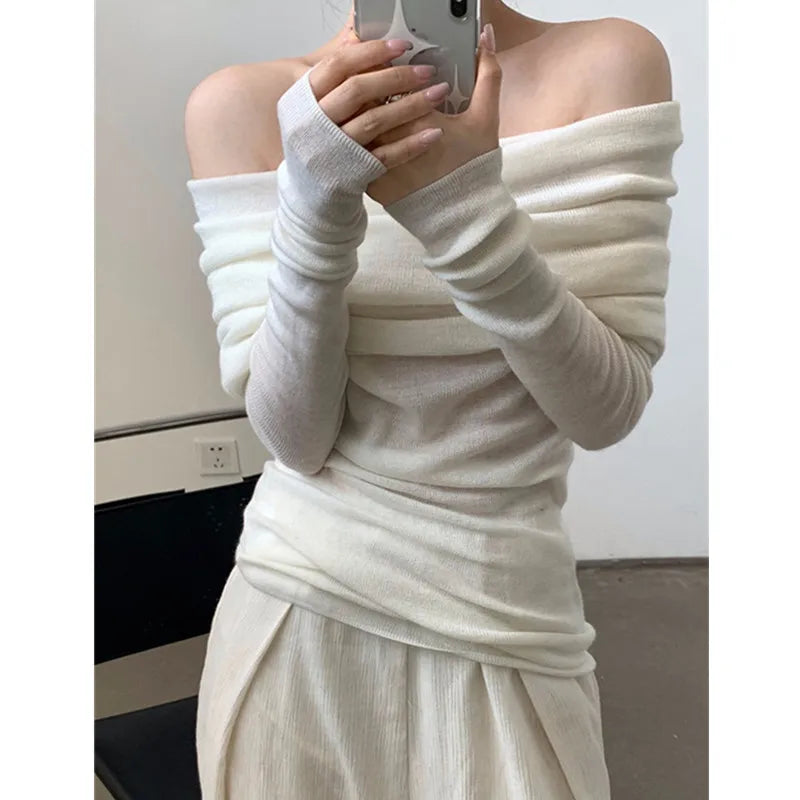 Long Sleeve Off-shoulder Women Sweater