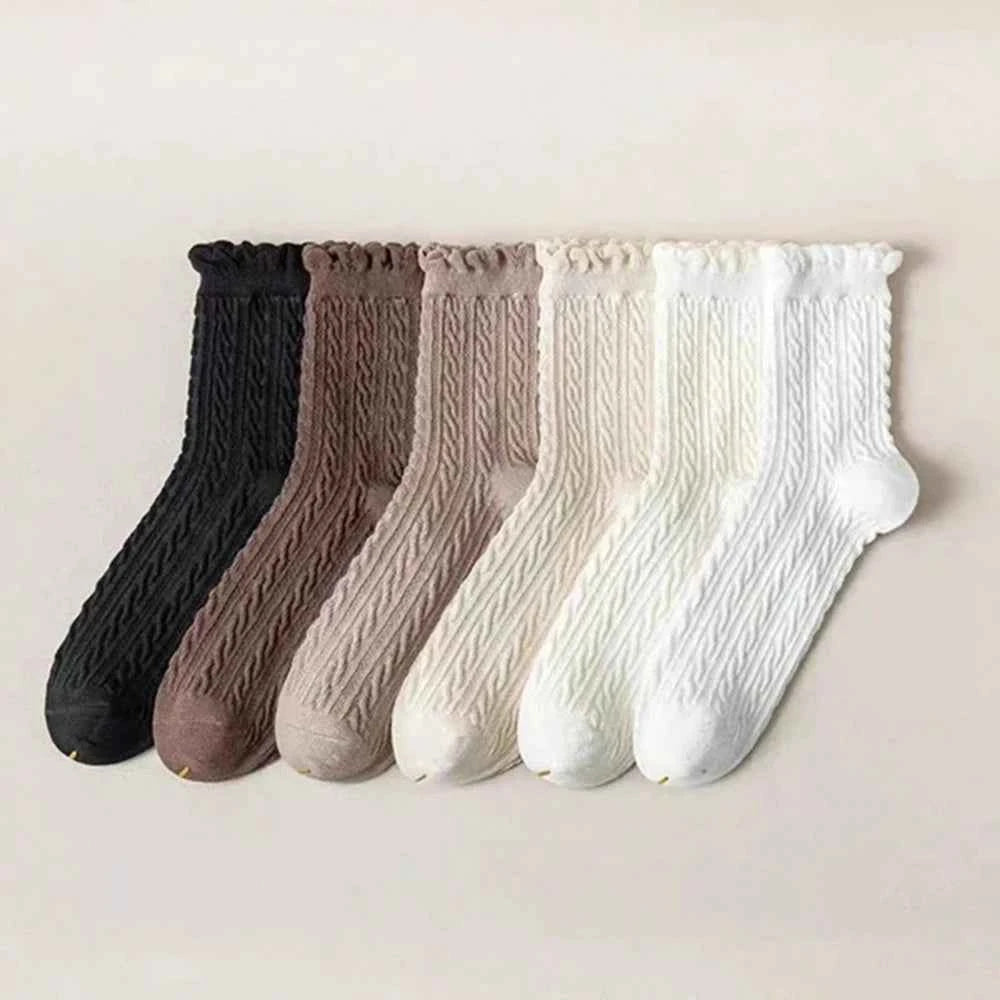 6 Pairs of Knitted Mid Length Stockings for Women's