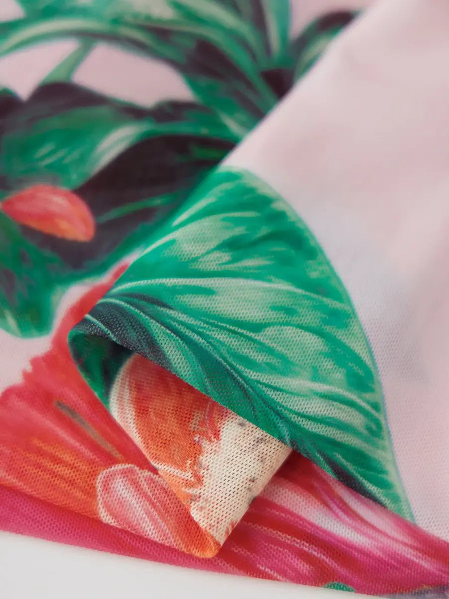 Women Tube Top Mesh Ruched Strapless Crop