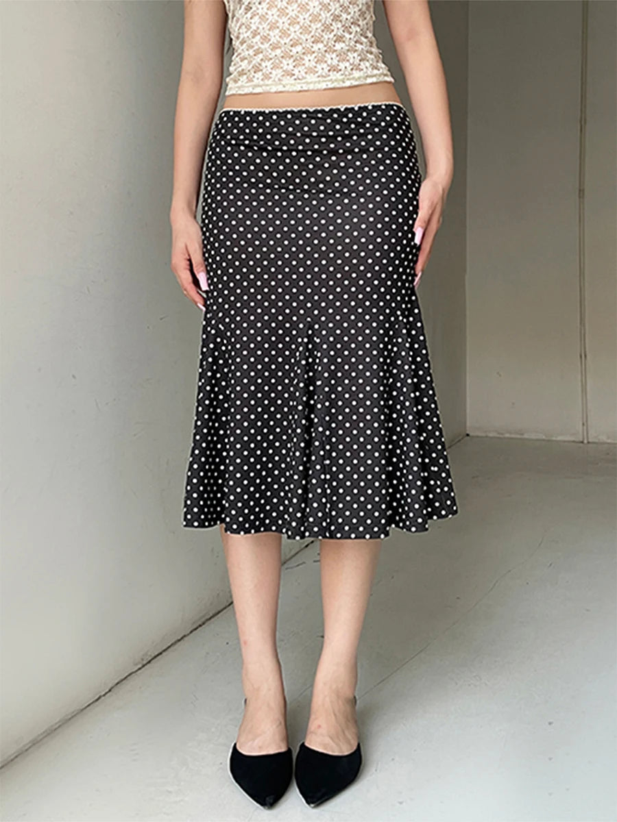 Women's Midi Skirts Dot Print Low Waist