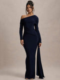 Skew Collar Long Sleeve Maxi Dress For Women - Norellé