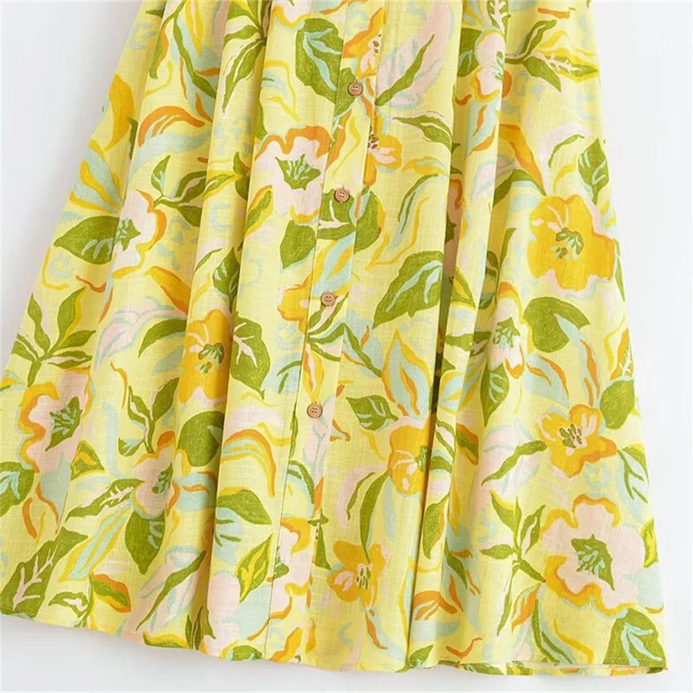 Women’s Strap Fashion Printed Short Top High Waist Long Half Skirt Set