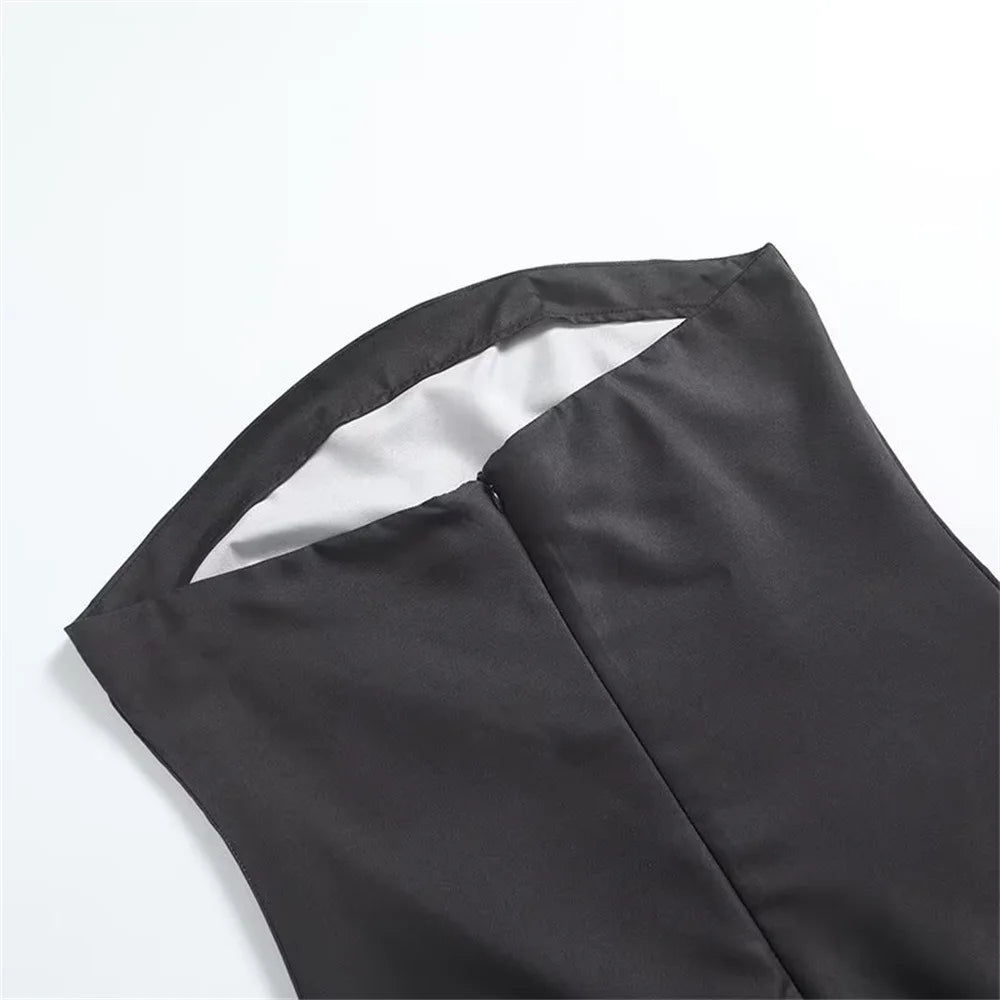 Strapless Backless Printed Long Dress Women