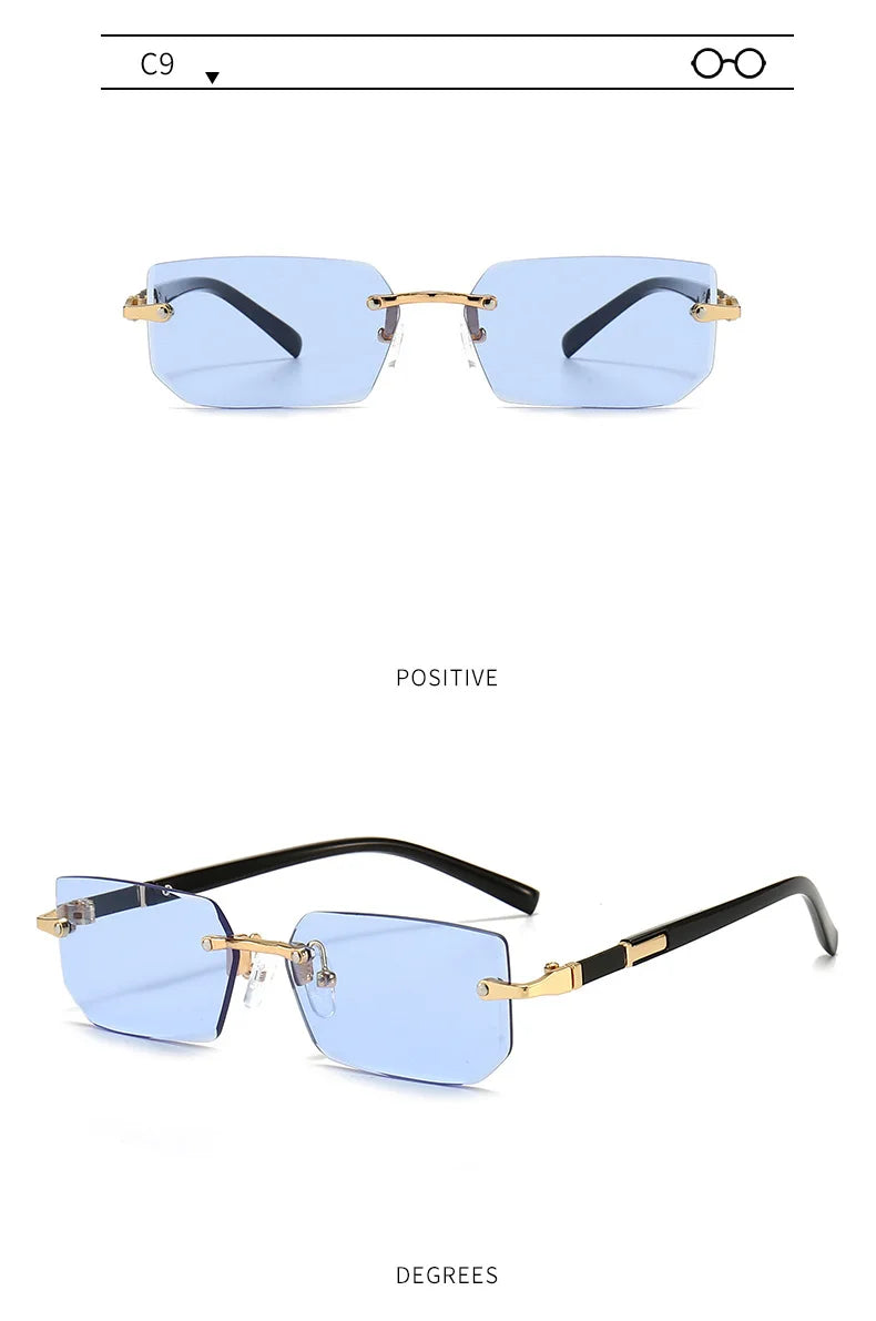 Rimless Sunglasses Rectangle Women