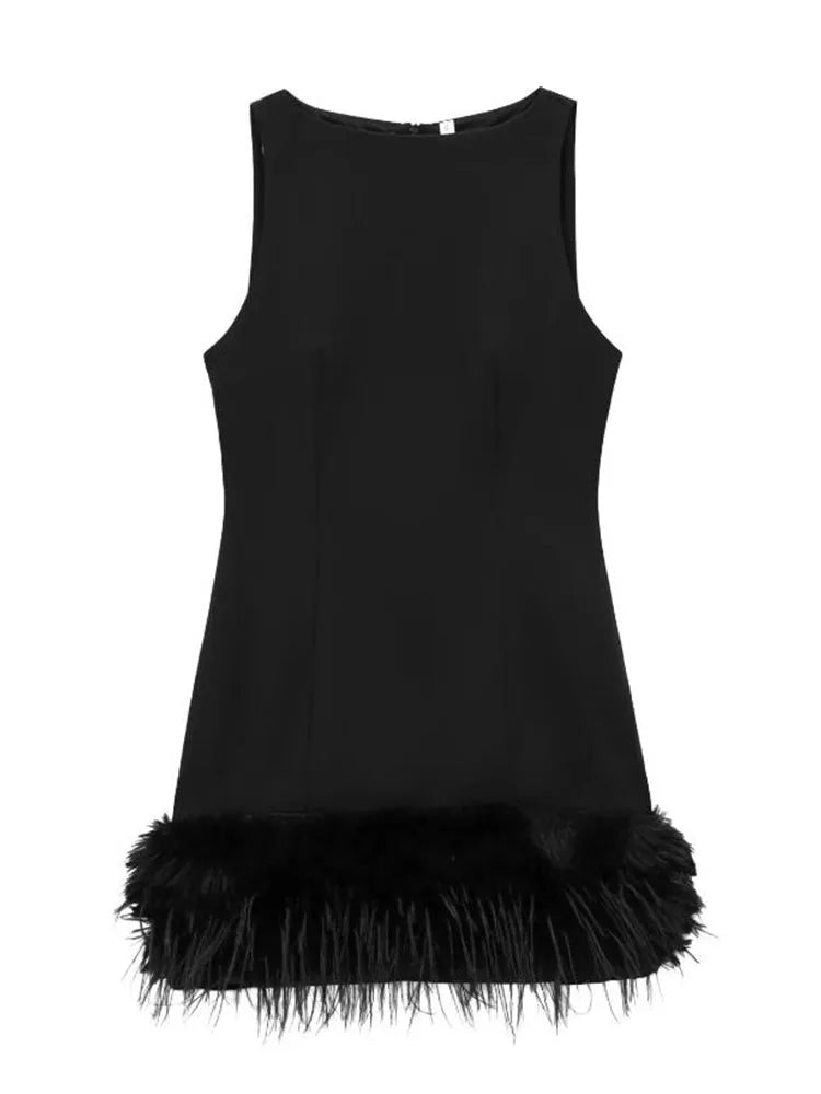 Elegant Women Feathers Mini Dress - Norellé