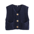 Crop Sweater Women Vest Solid Loose Casual Sweater Vest - Norellé