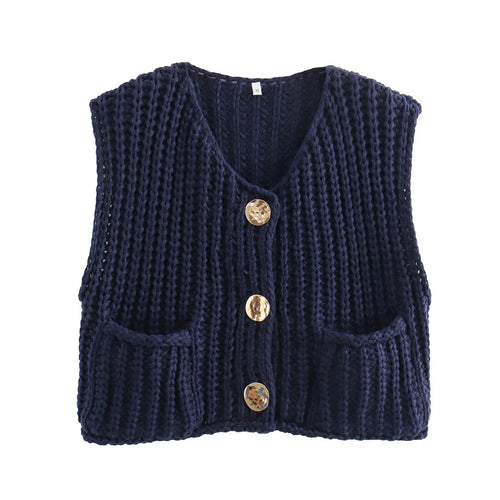 Crop Sweater Women Vest Solid Loose Casual Sweater Vest - Norellé