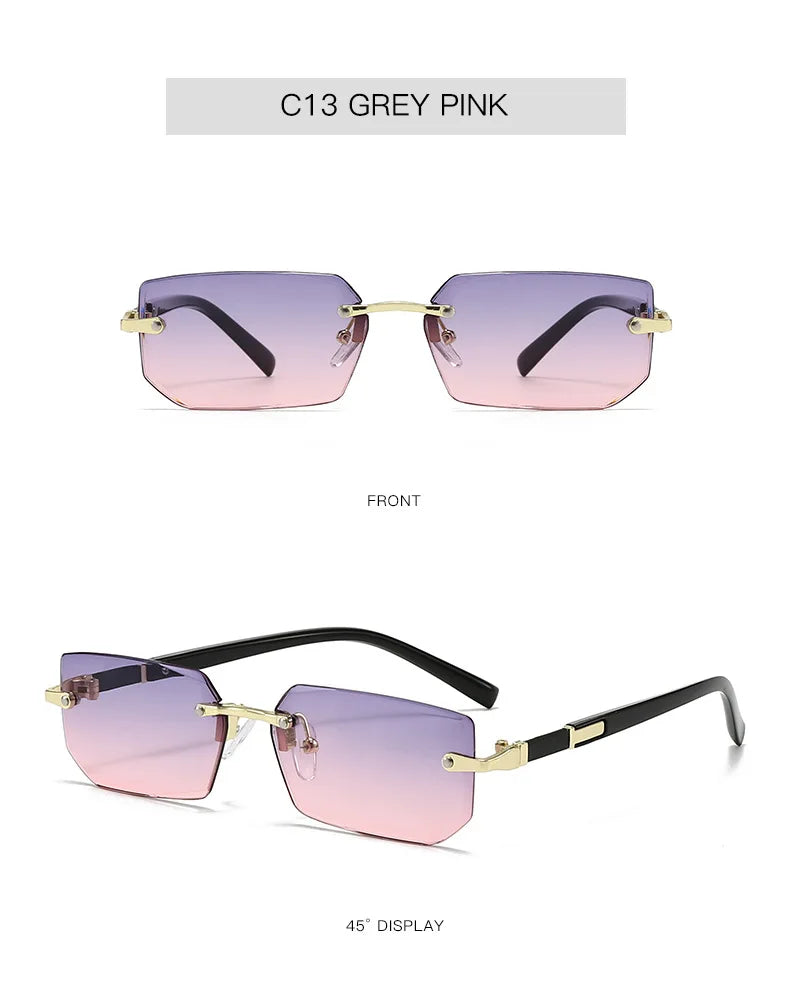 Rimless Sunglasses Rectangle Women