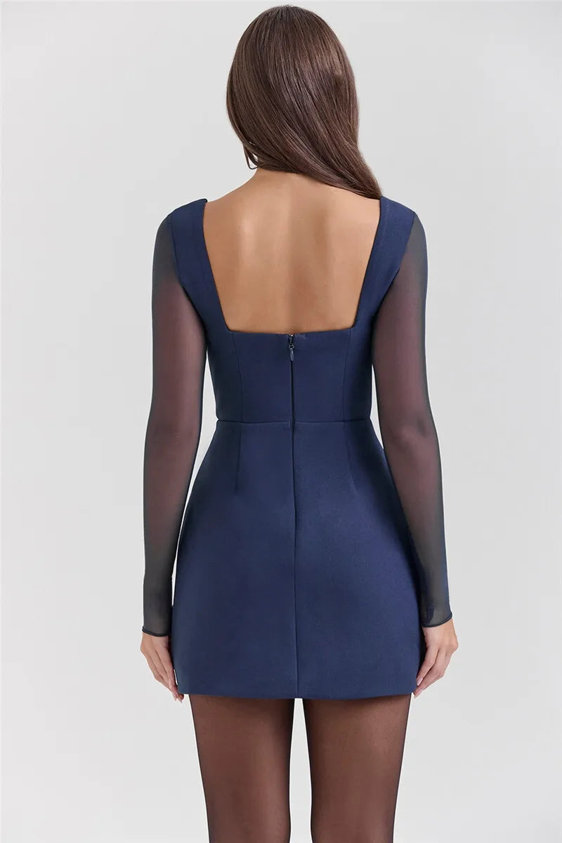 Plunge Neck Backless Mini Dress For Women