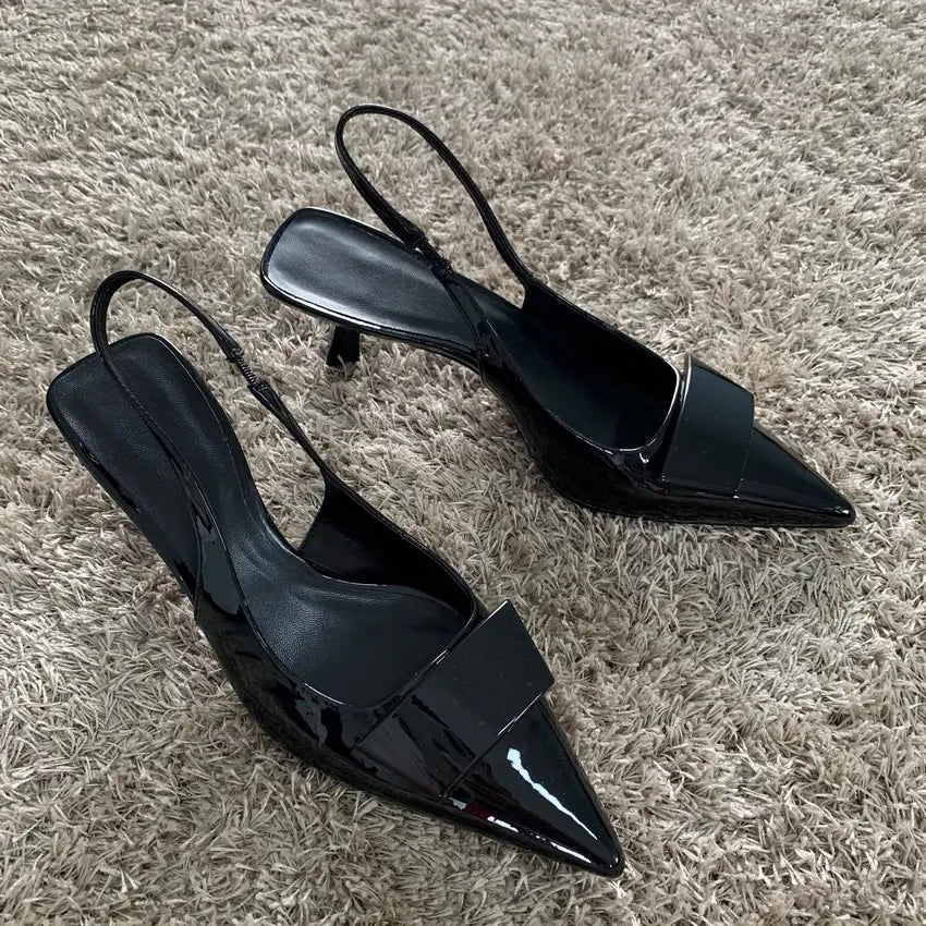 Womens Leather Slippers High Heels