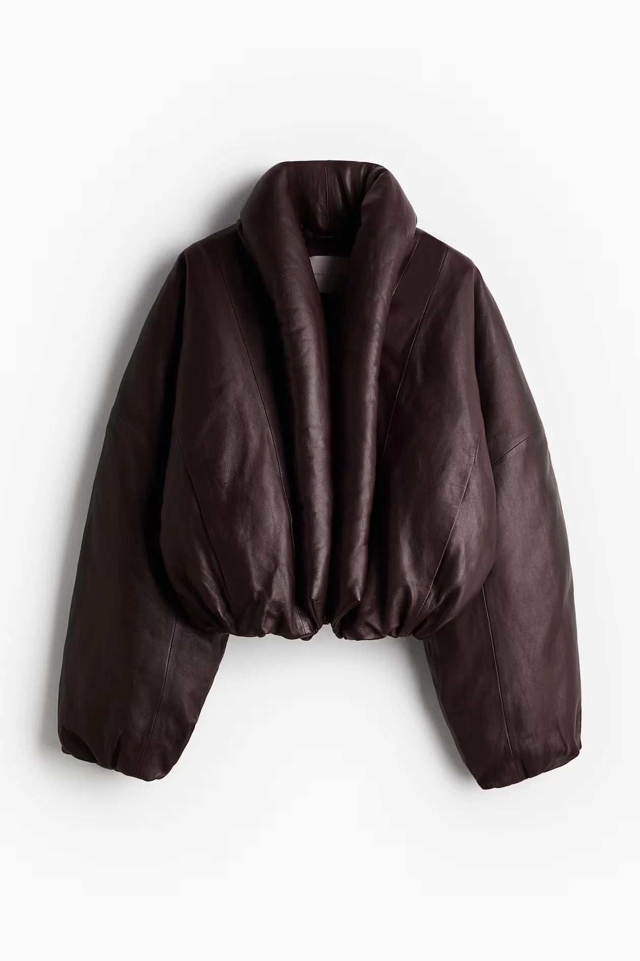 Women’s Dark Brown Faux Leather Puffer Jacket