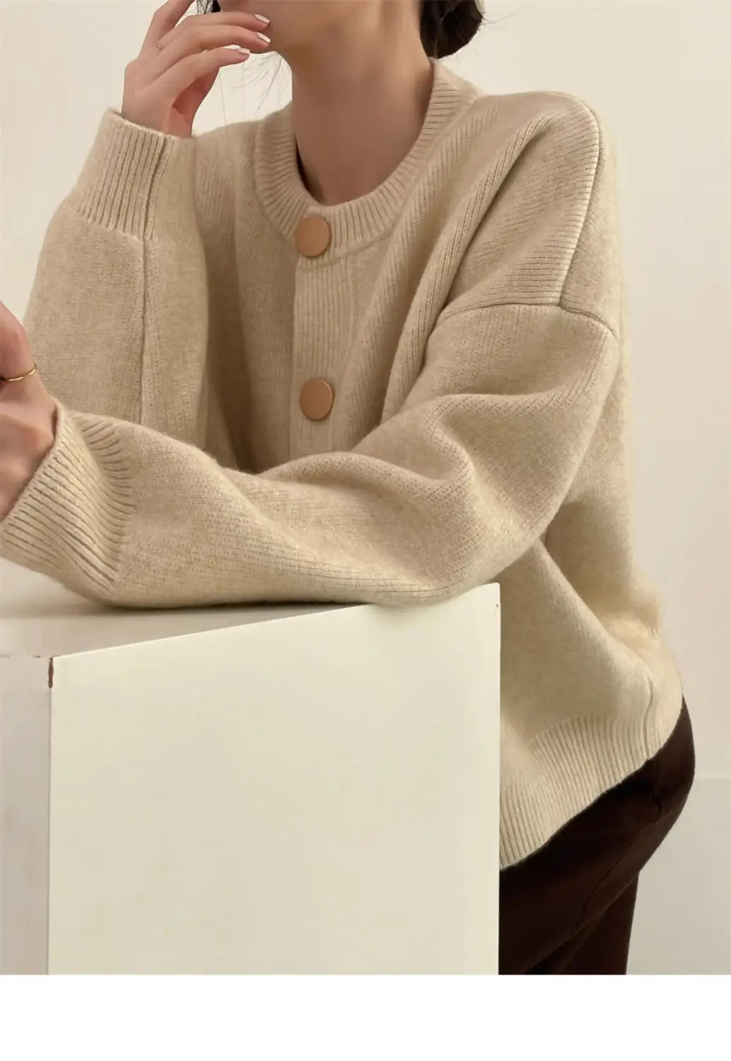 Women Cardigans Sweater O-neck Knitted Loose