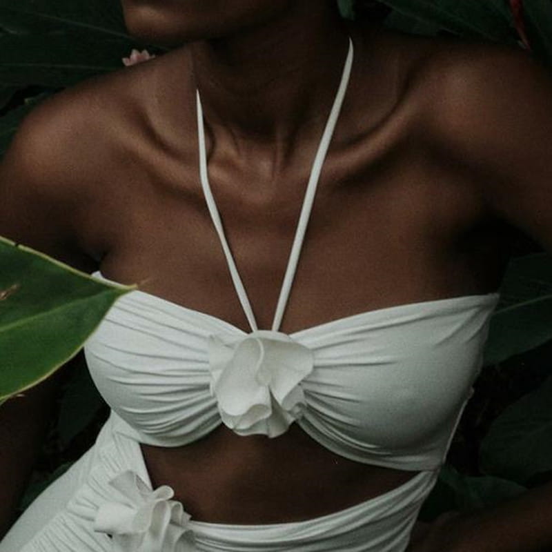 3D Floral Strap Crop Tops for Women