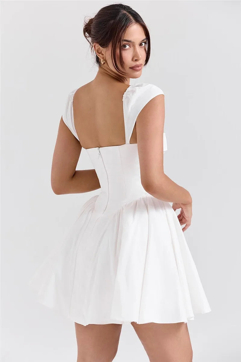 White Backless Mini Dress For Women