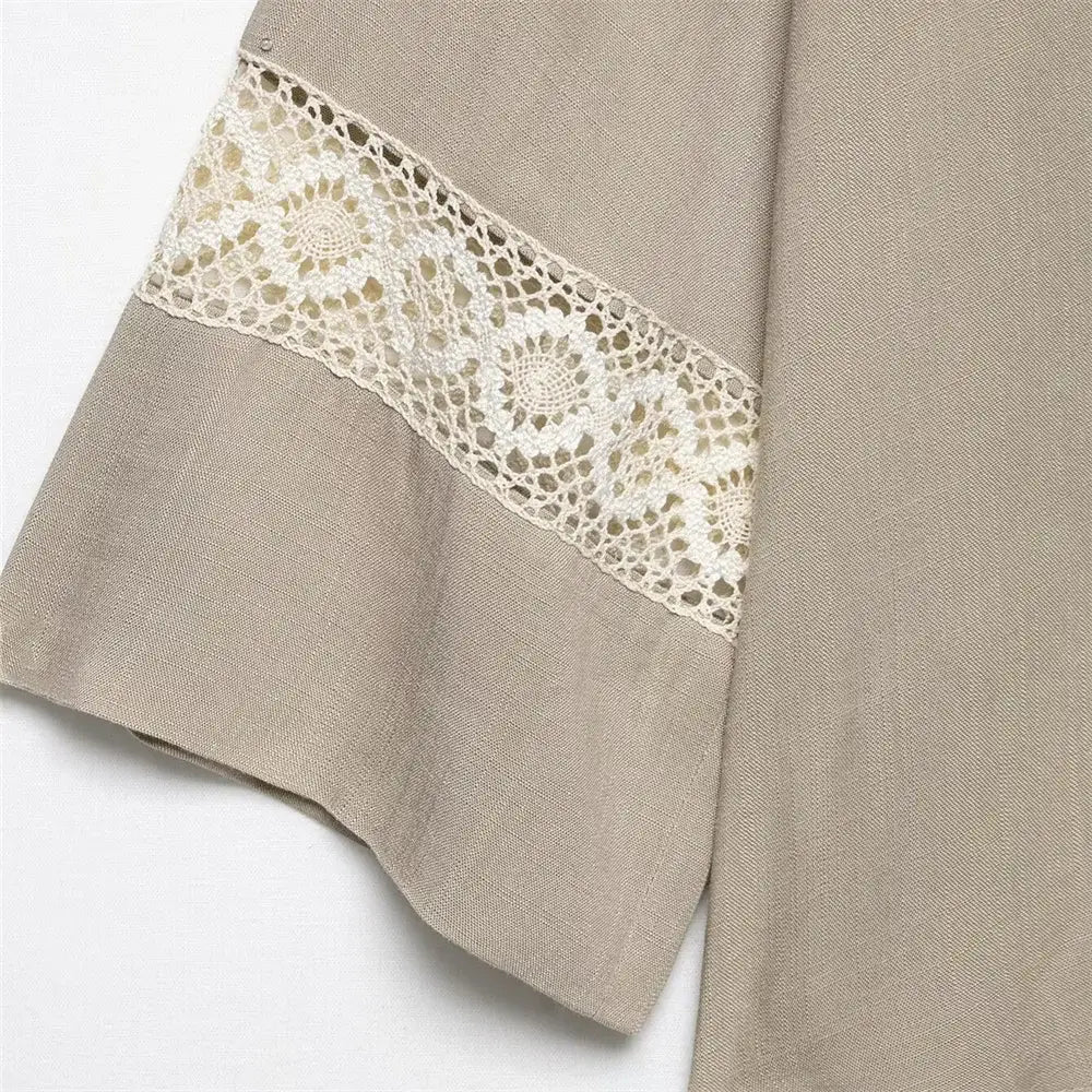 Women’s Loose Long Sleeve Collar Casual Shirt Pants Set