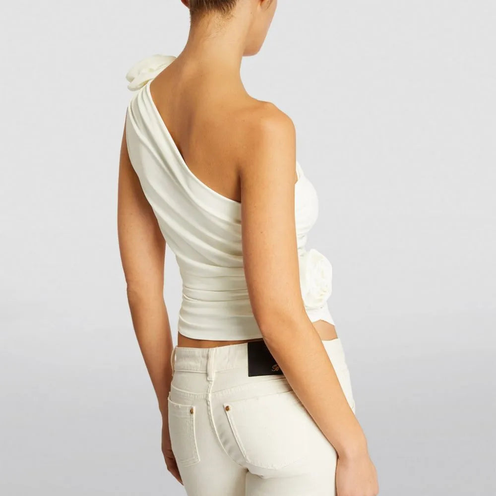 Women Ruffle Tassels Tank Top One Shoulder