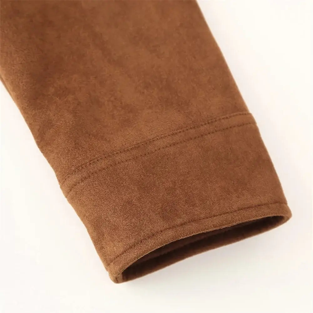 Women’s Button Decoration Suede Jacket Coat