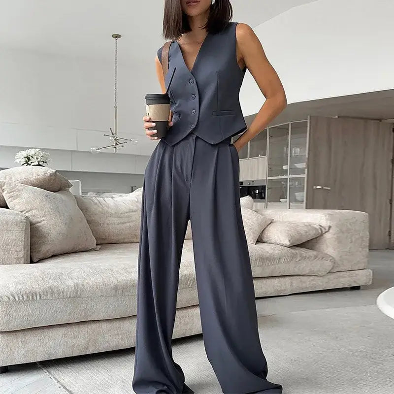 Casual Sleeveless Suit Set