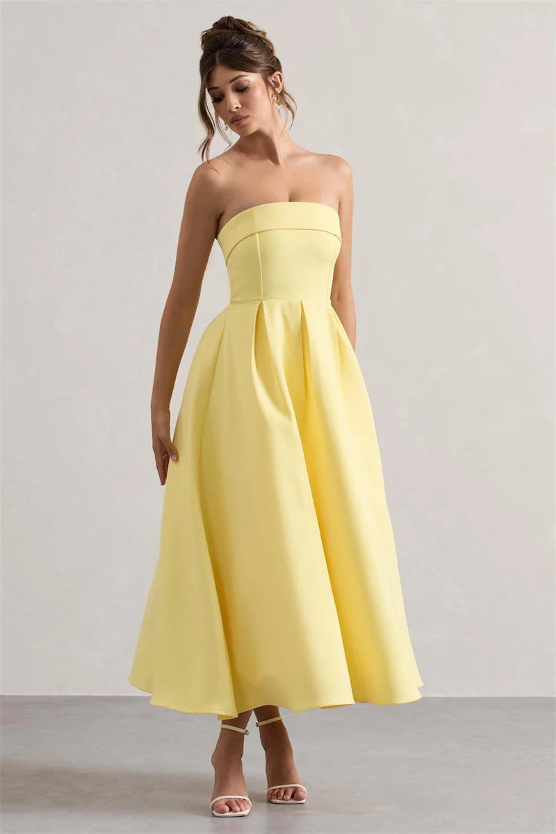 Off-shoulder Strapless Midi Dress Women
