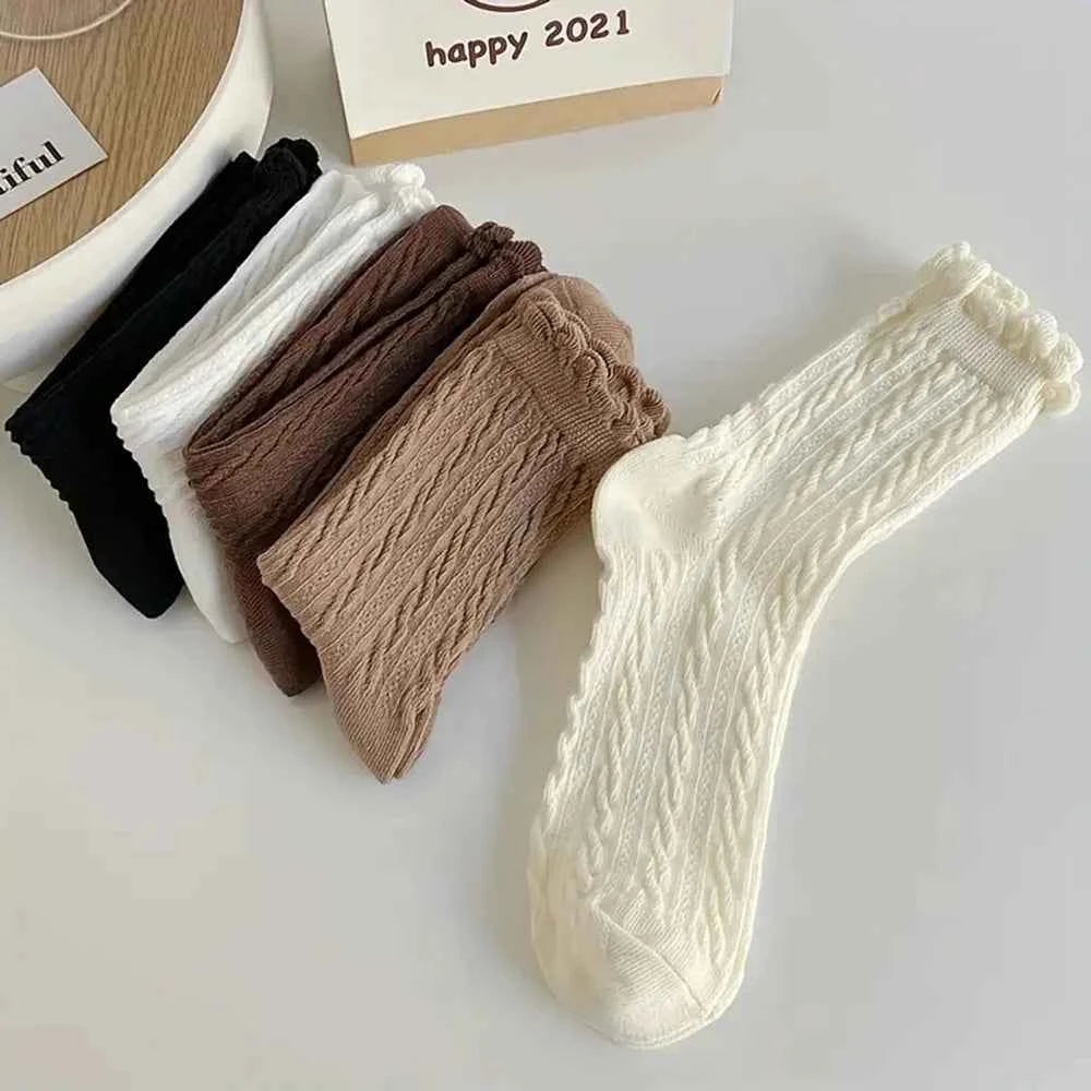 6 Pairs of Knitted Mid Length Stockings for Women's