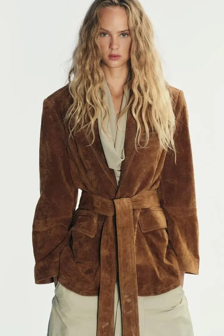Faux Suede Vintage Jacket Coats For Women