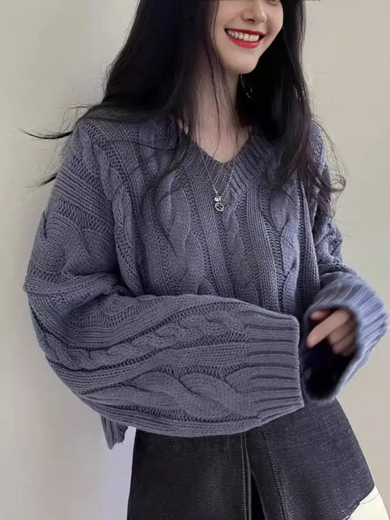 V-neck Short Sweater Casual