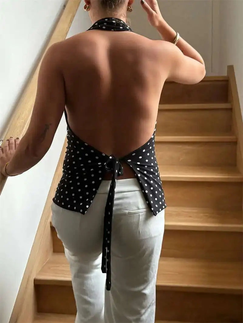 Halter Polka Dot Tank Top