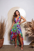 Women's Colorful Print Deep V One Piece Bikini Set - Norellé