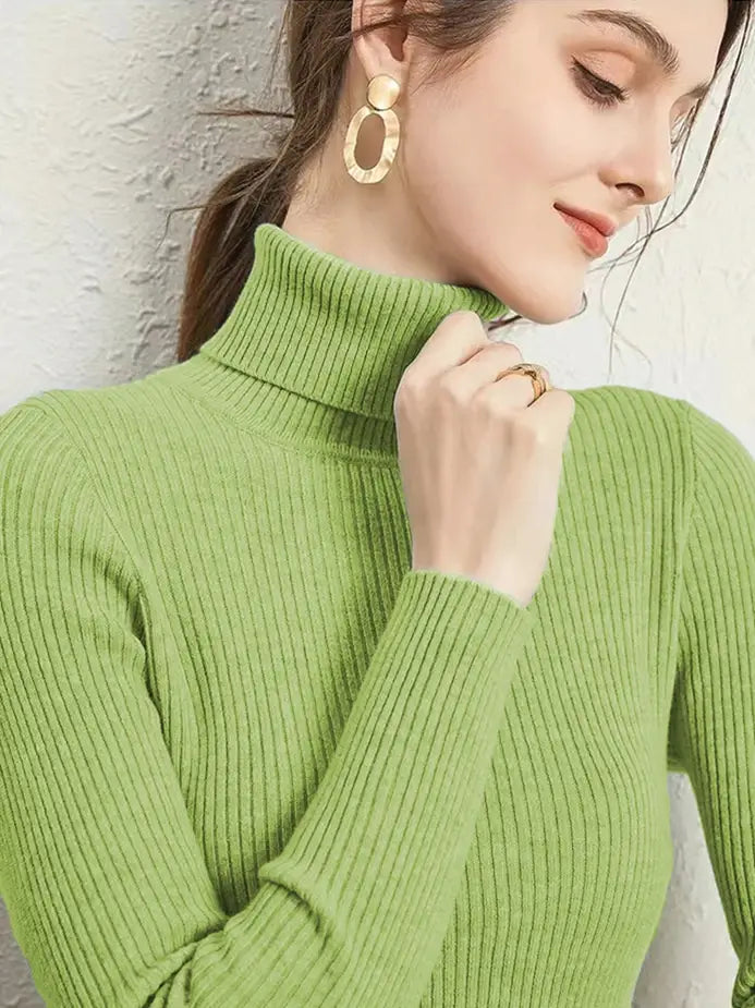 Turtleneck Jumper Woman Knitted Blouse