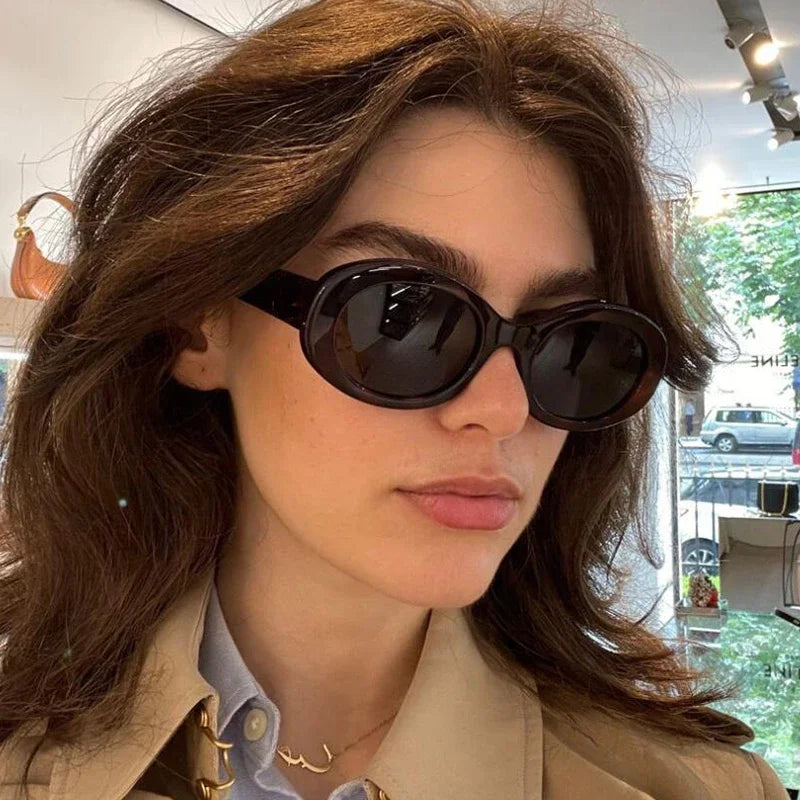 Vintage Small Oval Sunglasses Women
