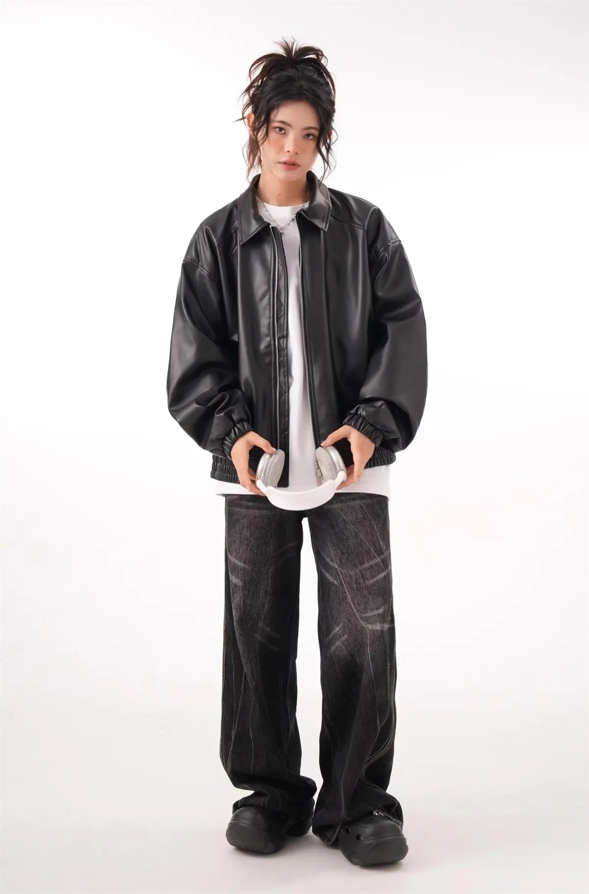 Faux PU Leather Rider Jacket For Women