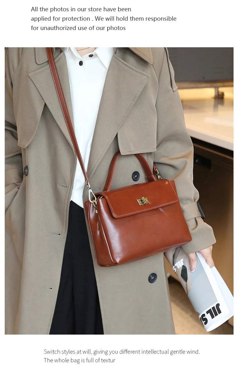 Women Cowhide Genuine Leather Tote Bag