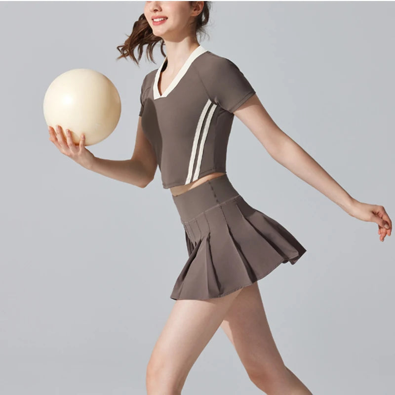 Womens Girl High Waisted Pleated Tennis Skirt