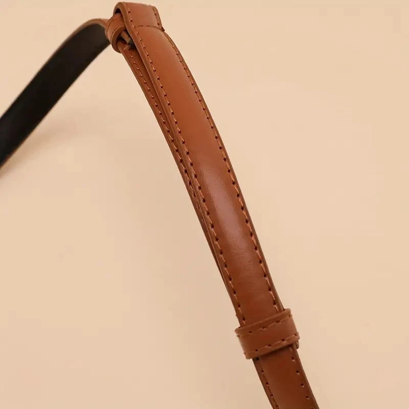 Genuine Leather Classic Oval Buckle Thin Belt