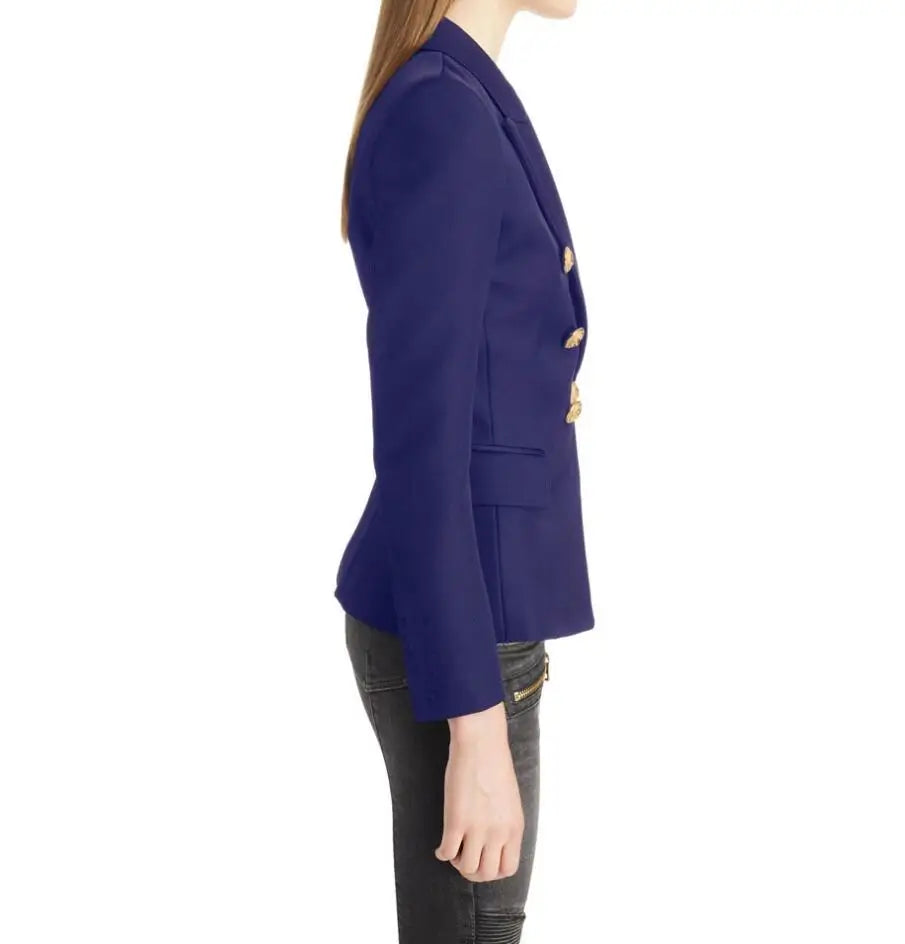 Casual Long Sleeve Turn-down Collar Double Breasted Jacket For Women