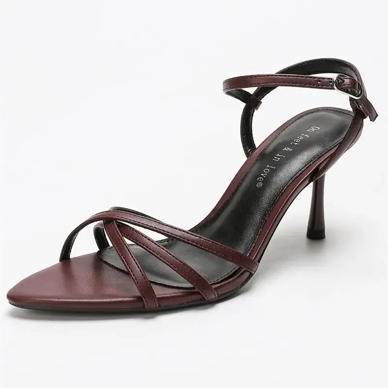 Fashion Square Toe Ankle Strap Buckle Slide Sandals