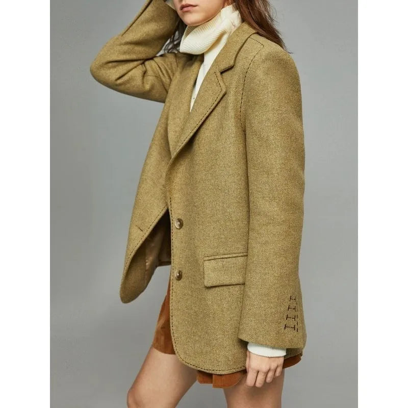 Winter Vintage Blazers Suit Collar Button Loose