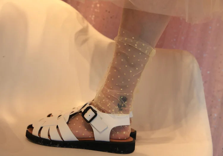 Dot Lace Socks Women Transparent Mesh Ankle